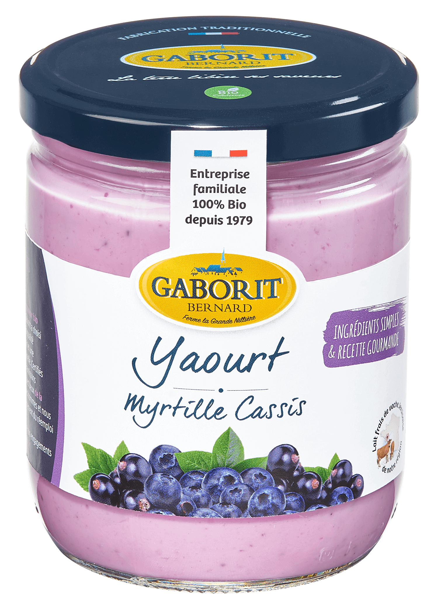 Gaborit Yaourt brassé myrtille cassis bio 400g